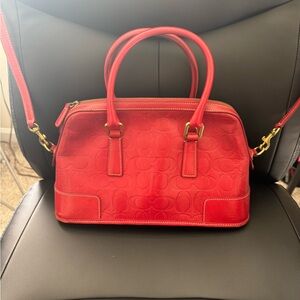 Coach Debossed French Calf Leather Vintage Red Handbag